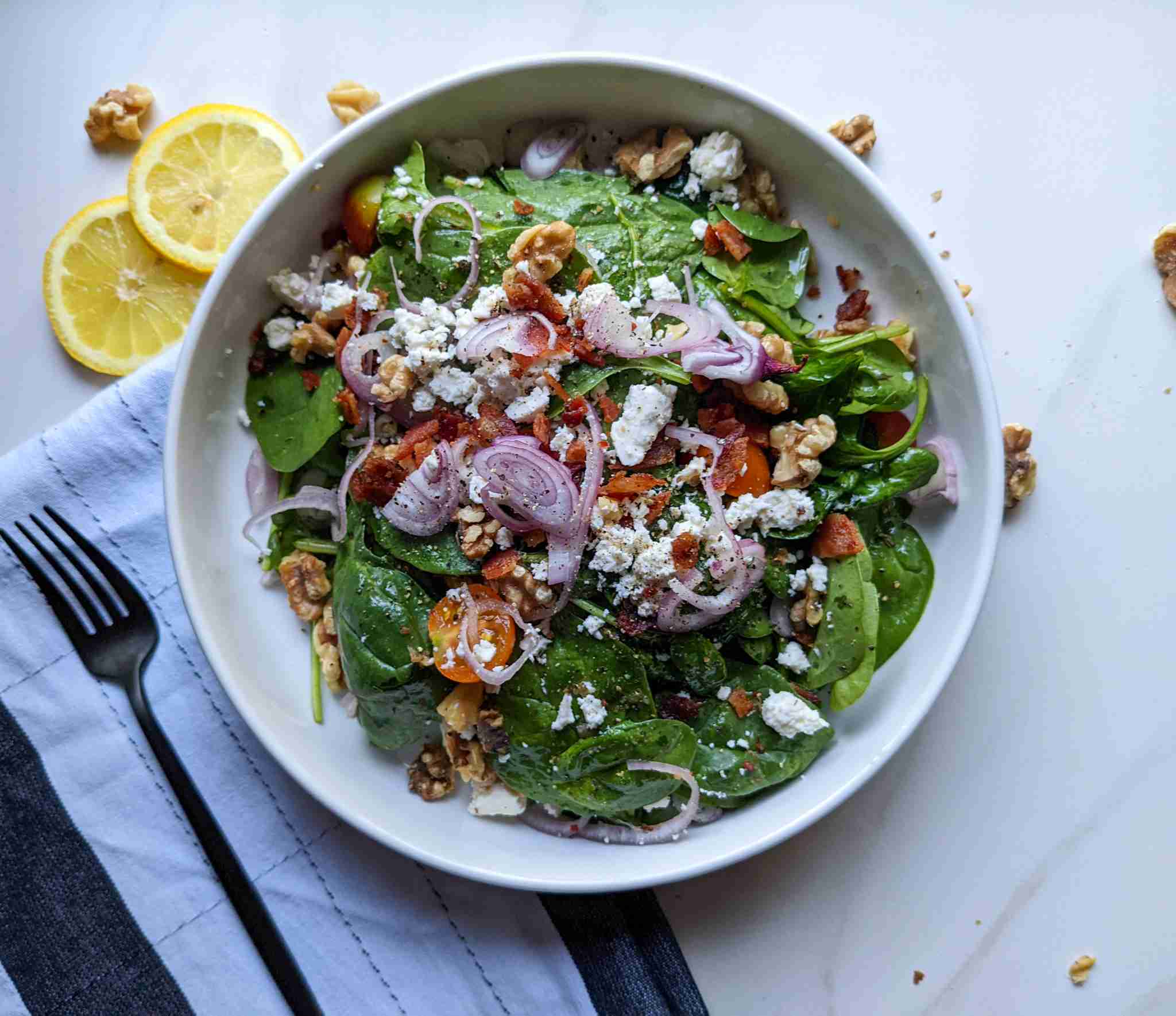 Spinach Salad with Warm Bacon Vinaigrette